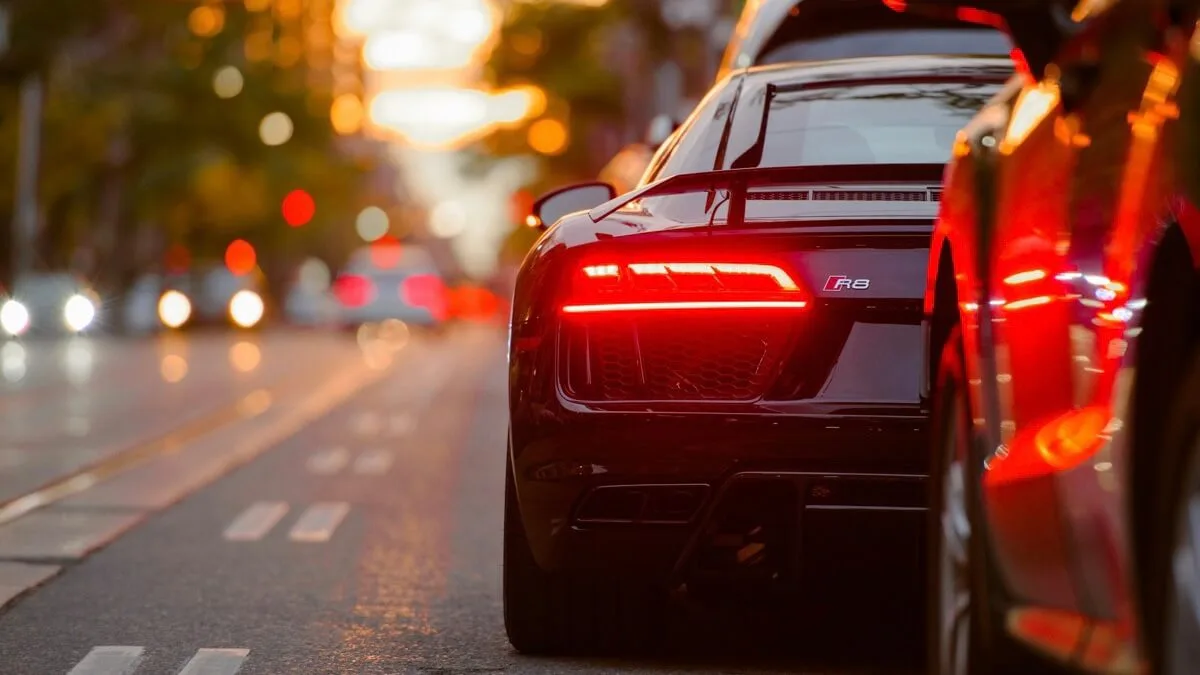 dash camera showing rear view of cars