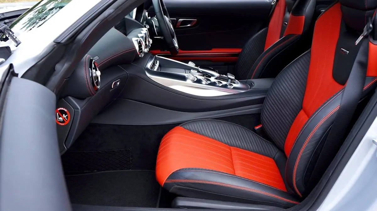 red and black car seat cover