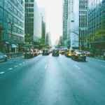 Vantrue E1 dash camera view of NYC street.